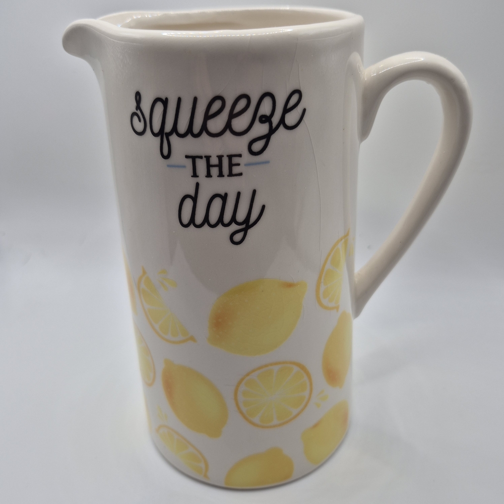 Lemon Ceramic Pitcher Creamer Farmhouse Decor Distressed